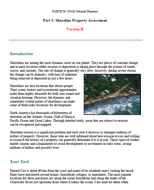 Part 3 Shoreline Property Assessment Version H Chegg 