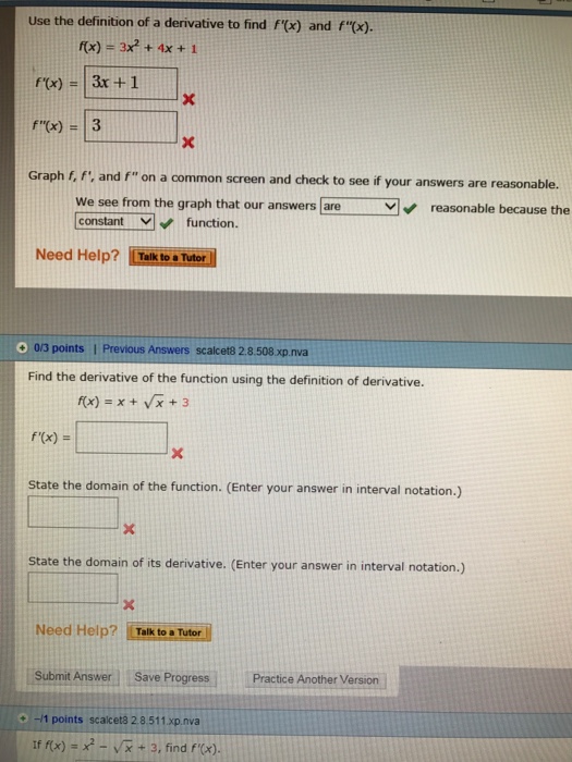 Use The Definition To Find F X And F X Chegg Com