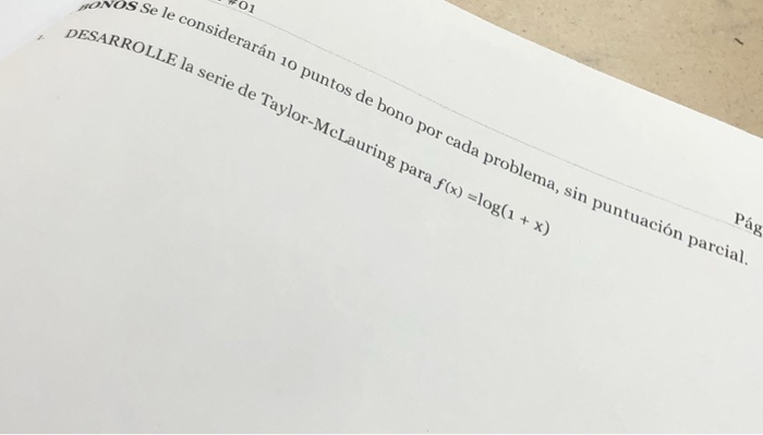 Solved Pag S Se Le Consideraran 10 Puntos De Bono Por Cad Chegg Com