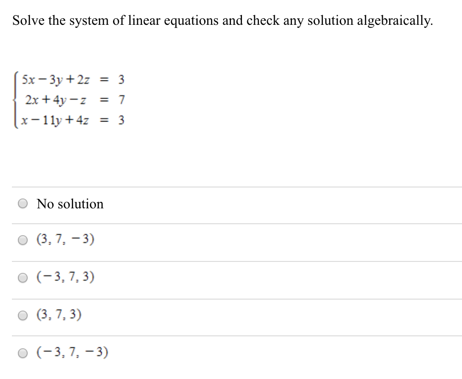 3 by 7 system of equations solver