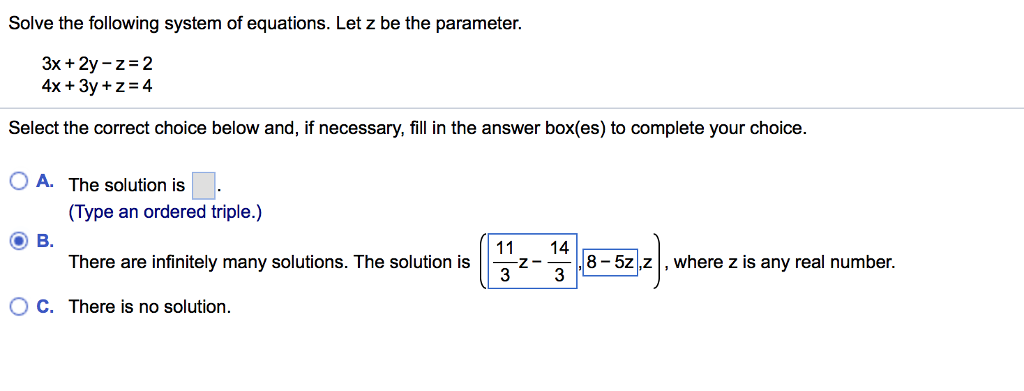 Solved Solve The Following System Of Equations Let Z Be Chegg Com