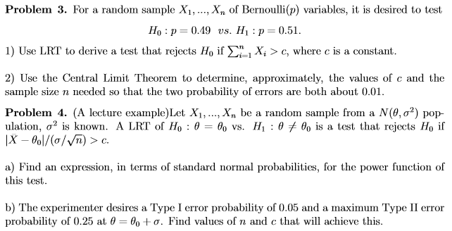 Solved Problem 3 For A Random Sample Xi Of Bernou Chegg Com