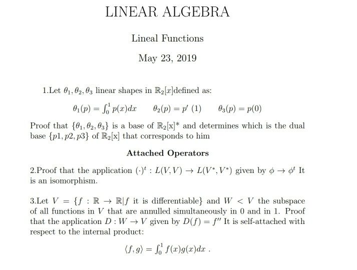 Solved Linear Algebra Lineal Functions May 23 19 Llet Chegg Com