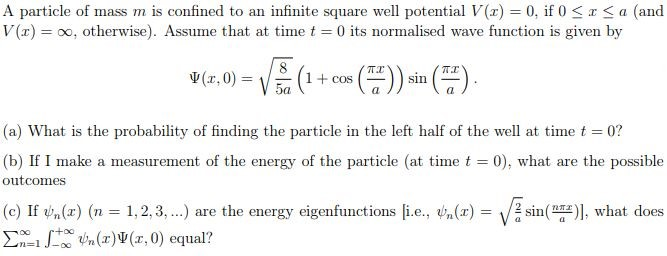 Solved A Particle Of Mass M Is Confined To An Infinite Sq Chegg Com