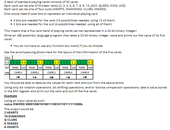 A deck o Each card can be one of thirteen ranks (2, 3, 4, 5, 6, 7, 8, 9, 10, JACK, QUEEN, KING, ACE) Each card can be one of