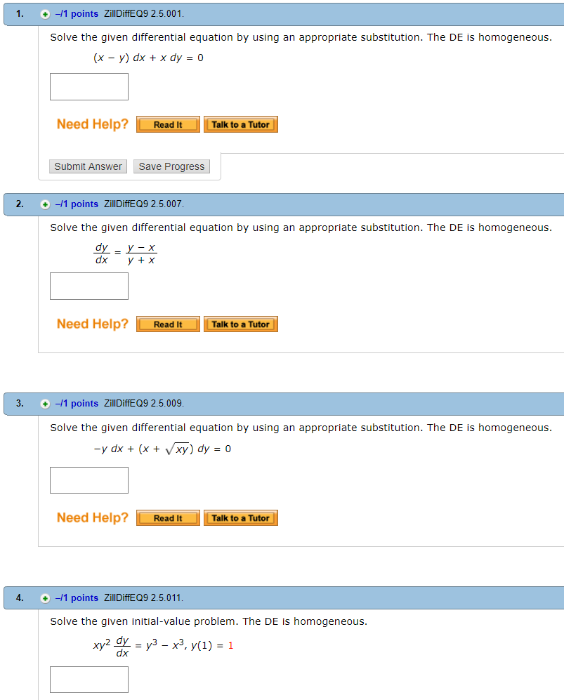 Solved Solve The Given Differential Equations By Using An Chegg Com
