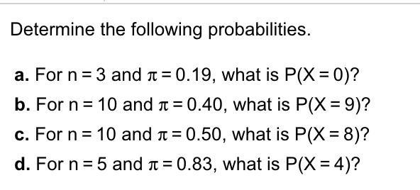 Solved A For N 3 And Pi 0 19 What Is P X 0 B Chegg Com