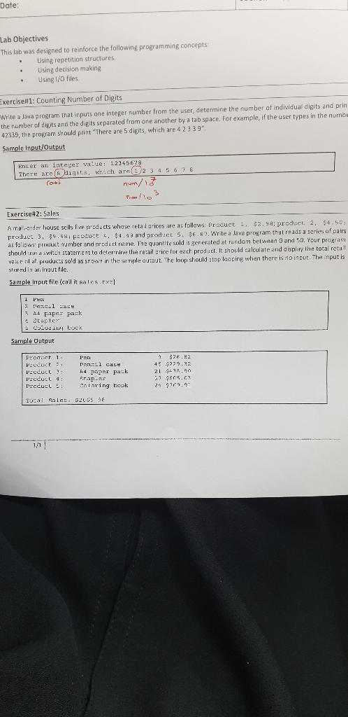 Date: Lab Objectives This lab was designed to reinforce the following programming concepts: Using repetition structures Using