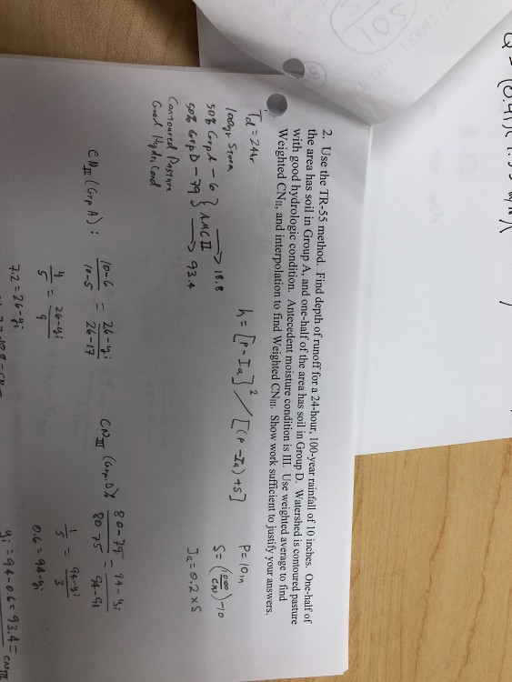 Solved 2 Use The Tr 55 Method Find Depth Of Runoff For Chegg Com