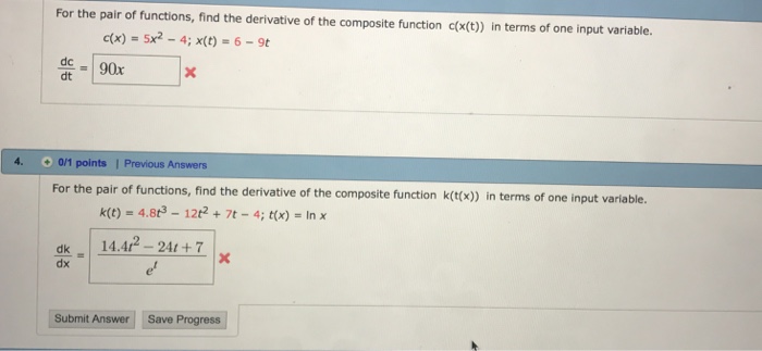 Solved For The Pair Of Functions Find The Derivative Of Chegg Com