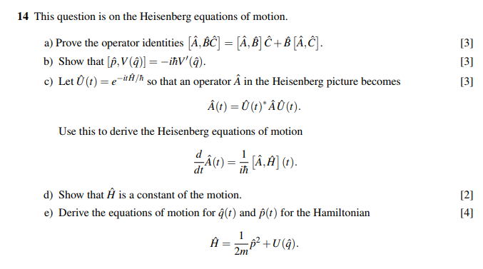 Solved 14 This Question Is On The Heisenberg Equations Of Chegg Com