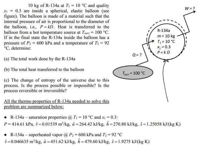 Solved 10 Kg Of R 134a At Ti 10 C And Quality X0 3 Are I Chegg Com