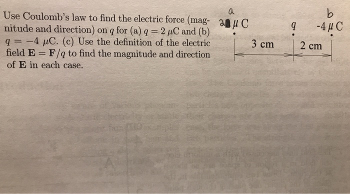 Solved A M C Use Coulomb S Law To Find The Electric F Chegg Com