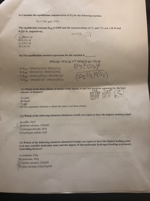 Solved: 9) Calculate The Equilibrium Concentration Of N2 F... | Chegg.com