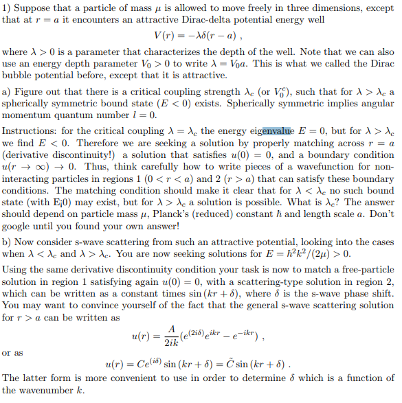 1 Suppose That A Particle Of Mass M Is Allowed To Chegg Com