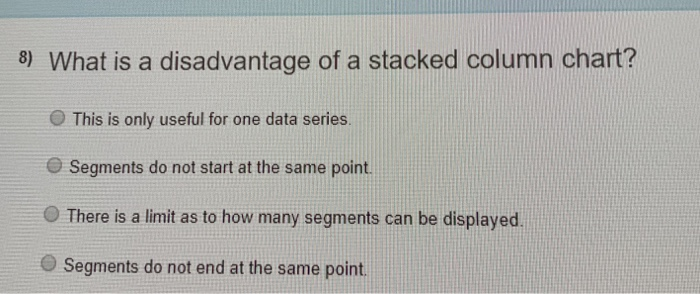 Solved 3 In A Stacked Column Chart The Data Must Be 4 A Chegg Com