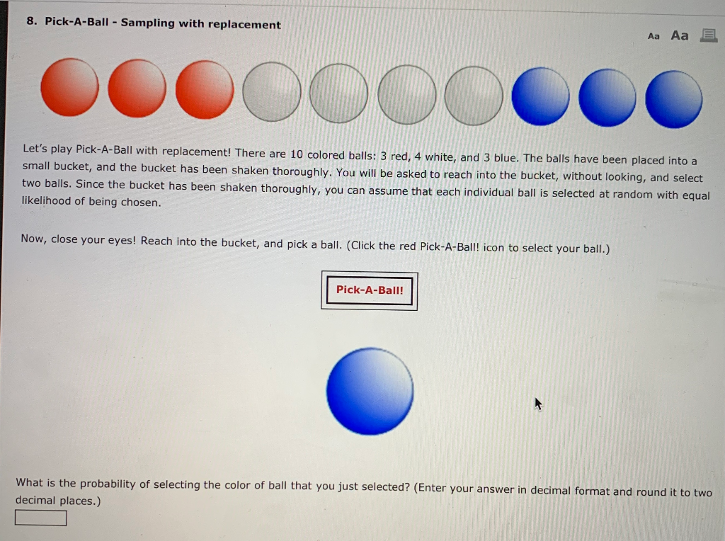8 Pick A Ball Sampling With Replacement E Chegg Com