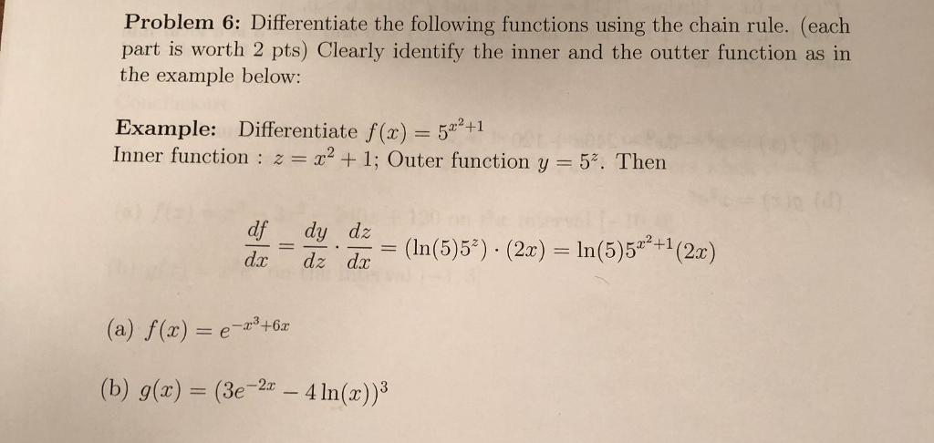 Problem 6 Differentiate The Following Functions Chegg Com