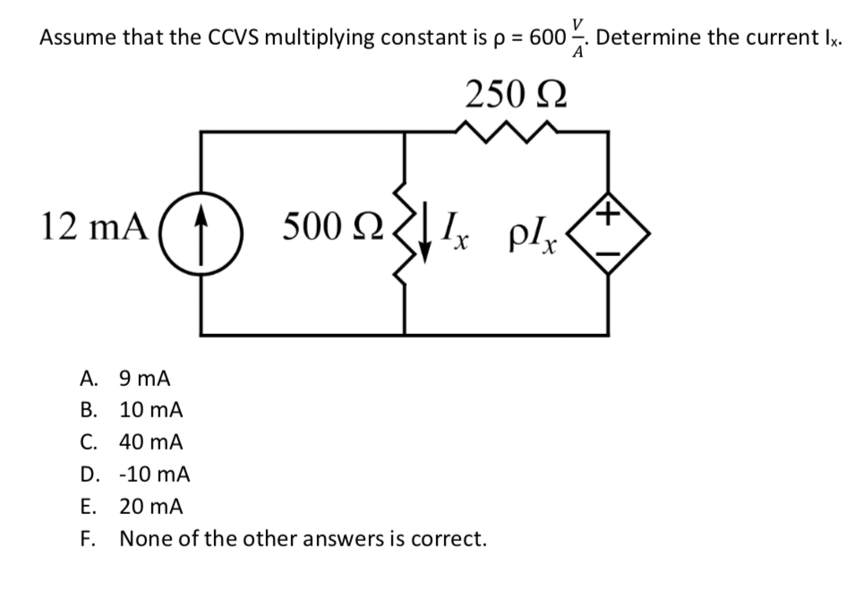 Solved Assume That The Ccvs Multiplying Constant Is 600 Chegg Com