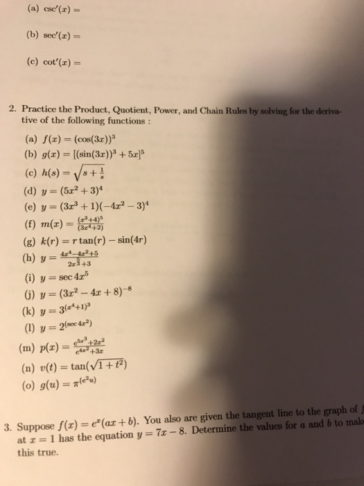 Solved A Esc X B See X C Cot X 2 Practice Chegg Com