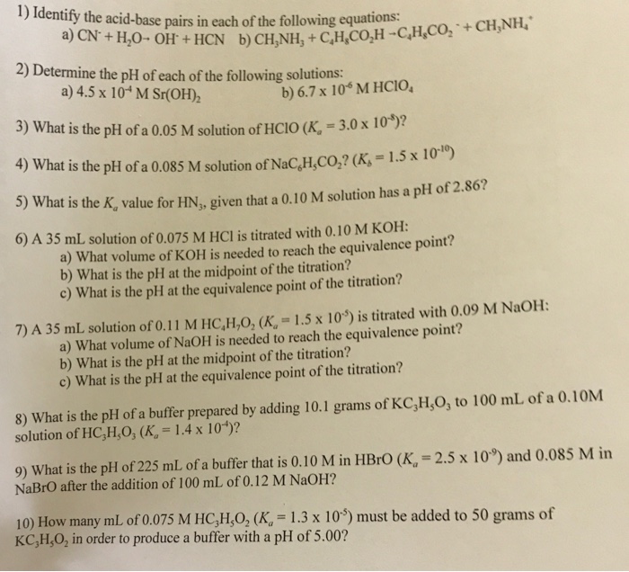 Solved 1 Identify The Acid Base Pairs In Each Of The Fol Chegg Com