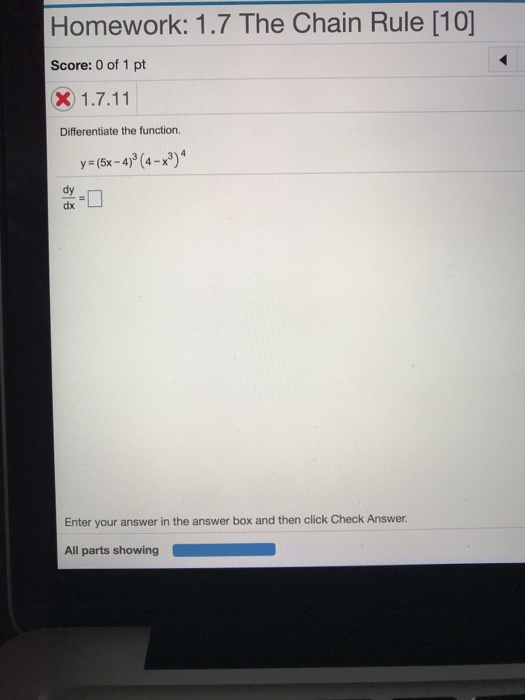 Solved Homework 1 7 The Chain Rule 10 Score 0 Of 1 Pt