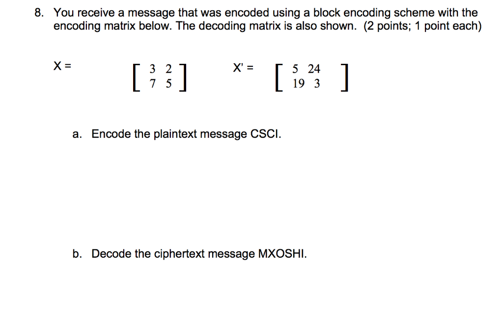 how to encode a message without a matrix
