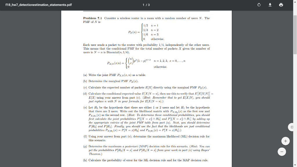 Solved F18 Hw7 Detectionestimation Statements Pdf 1 13 Pr Chegg Com