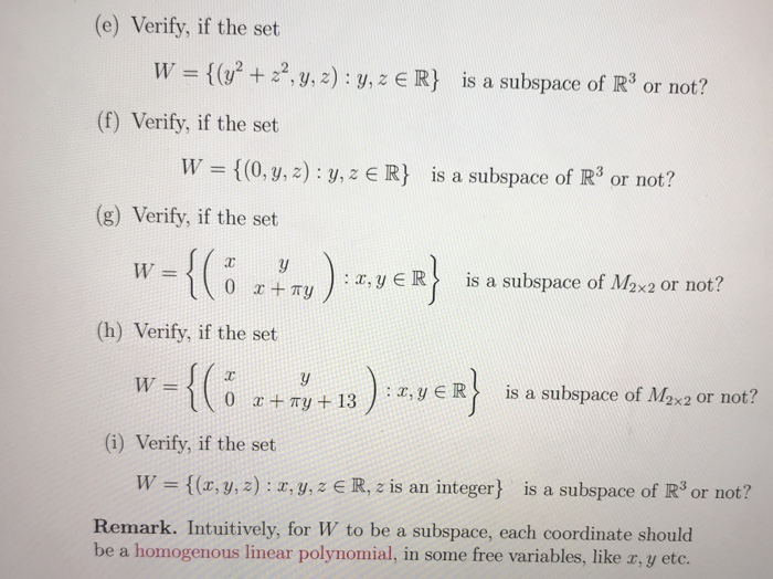 Solved 1 On Subspaces Of R And Mm A Verify If Th Chegg Com