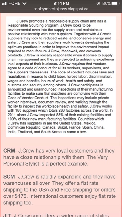 j crew supply chain