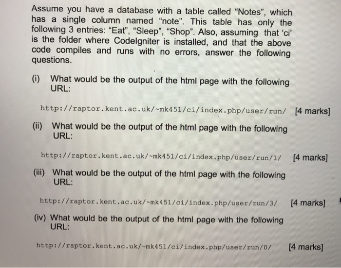 Assume you have a database with a table called Notes, which has a single column named note. This table has only the follo