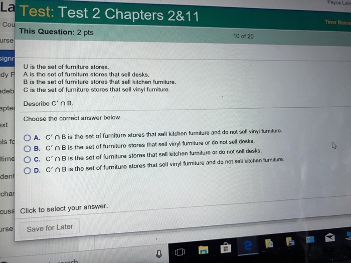 Solved Payce Lan La Test Test 2 Chapters 2 11 This Quest