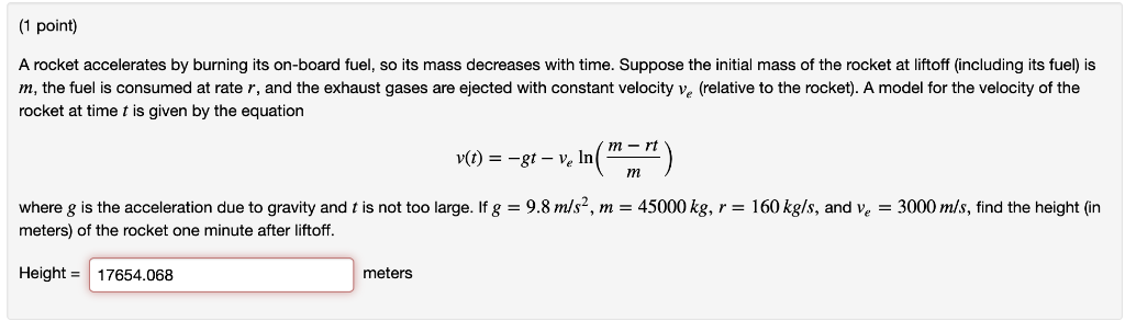 1 Point A Rocket Accelerates By Burning Its On Board Chegg Com