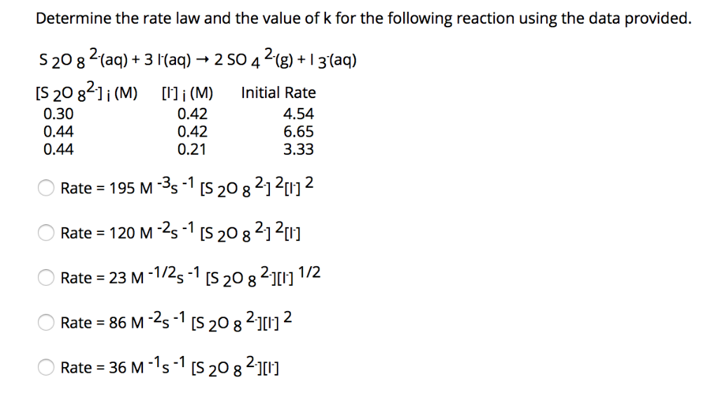 Solved Determine The Rate Law And The Value Of K For The Chegg Com