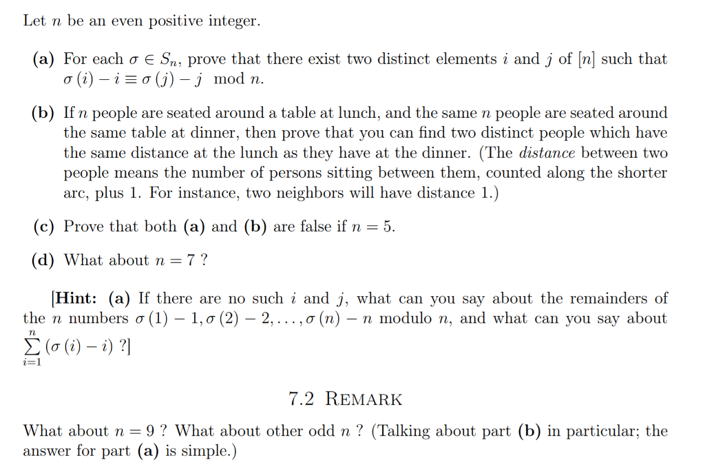 Solved Let N Be An Even Positive Integer A For Each S S Chegg Com