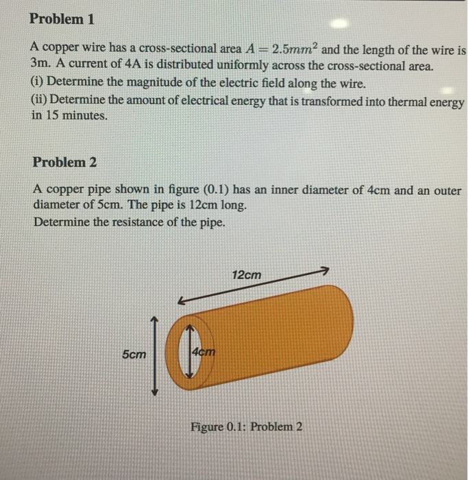 Solved Problem 1 A Copper Wire Has A Cross Sectional Area A Chegg Com