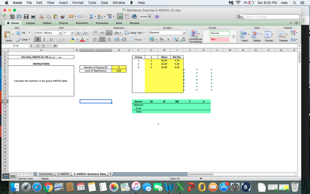 excel for mac what kind anova