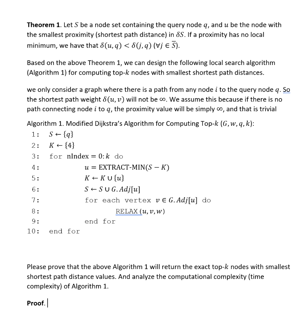 Theorem 1 Let S Be A Node Set Containing The Quer Chegg Com