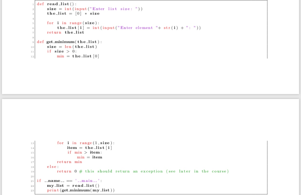 def read list ) sizent (input(Enter list size: )) the-list = [0] * size for in range (size) return the-list the listint (in