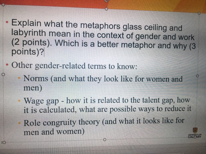 Solved Explain What The Metaphors Glass Ceiling And Labyr