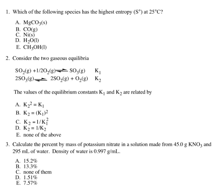 Solved Which Of The Following Species Has The Highest | Chegg.com