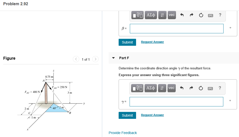 Solved Problem 2 92 Part A Express Force Fab In Cartesi Chegg Com