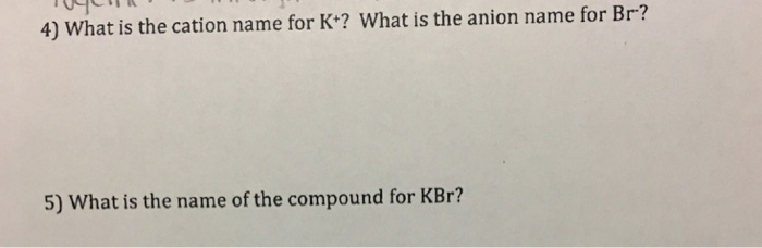 Solved What Is The Cation Name For K*? What Is The Anion