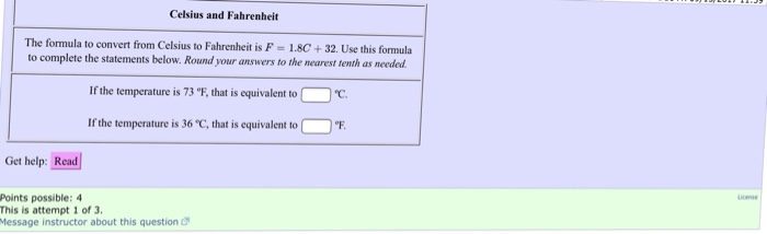 Solved Celsius and Fahrenheit The formula to convert from