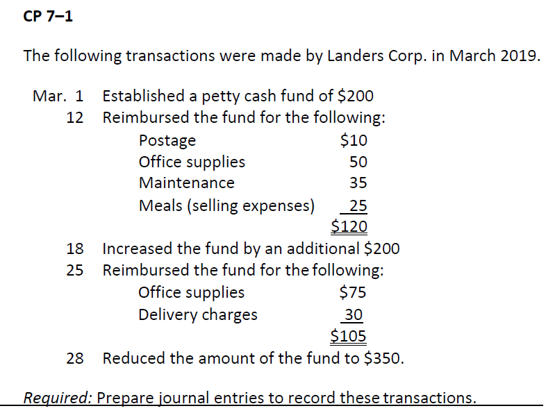 Solved Cp 7 1 The Following Transactions Were Made By Chegg Com