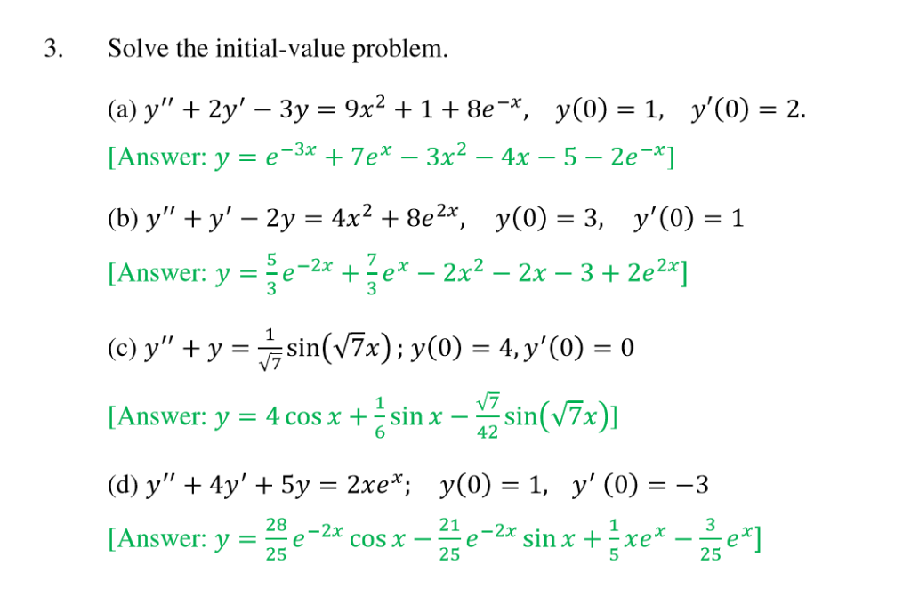 Solved 3 Solve The Initial Value Problem A Y 2y Chegg Com