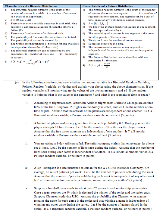 Solved Characteristics Of A Binomial Distribution Chegg Com