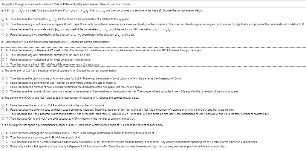 Solved For Parts A Through E Mark Each Statement True Of Chegg Com