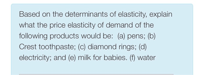 Solved Based On The Determinants Of Elasticity Explain W Chegg Com