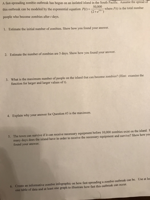 Solved A fast-spreading zombie outbreak has begun on an | Chegg.com